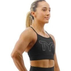 Reggiseno TYR Solid Sports High Nero Grigio -Tyr tyr fghsol3a001 005