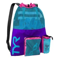 Borsa Da Piscina TYR Big Mesh Mummy 40L Blu Lilla