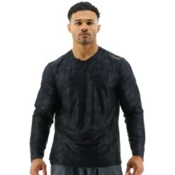 Maglia TYR Airtec Long Camo Manica Lunga Nero Grigio