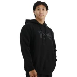 Felpa Con Cappuccio TYR Ultrasoft Big Logo Tech Nero Bianco -Tyr tyr uhomc3a001 005